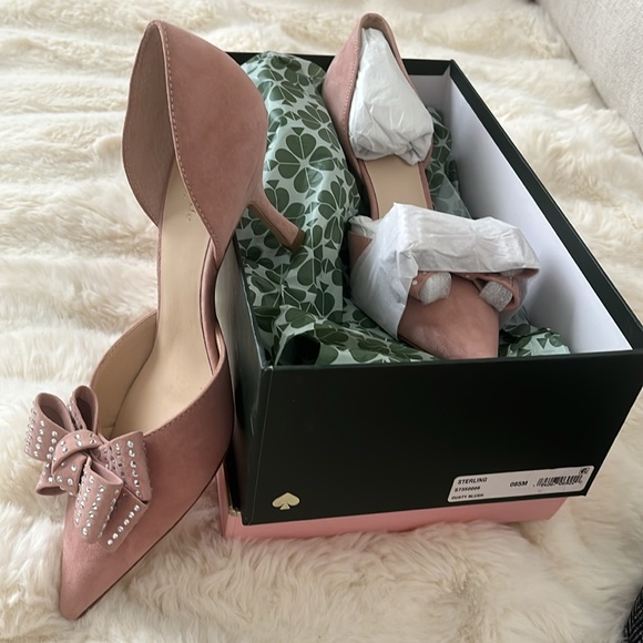 kate spade Shoes - 🎀 Kate Spade Blush Suede Kitten Heels with Bow 🎀
📦 Brand New in Box | Size: 8.5